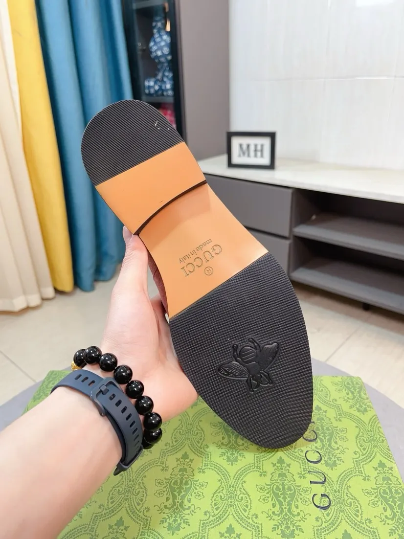 Men's Men's Shoes 💰520🌹🌹【GUCCI】The most popular classic Gucci leather shoes. Synchronized with the official website, the upper is made of Italian first-layer cowhide ➕cowhide lining, with unique brand and unique craftsmanship. Highlighting the hot style of the new year. Stop hesitating, stop wandering, get it now. Number: 38--44